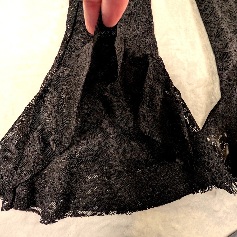 Chelsea Violet Black Floral Lace Bell Bottom Flare Pants Girls Size Medium 10/12 - Picture 4 of 12